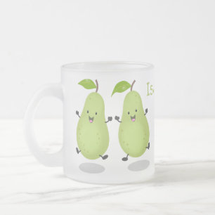 Cute pear pair cartoon illustratie matglas koffiemok
