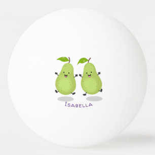 Cute pear pair cartoon illustratie pingpongballen