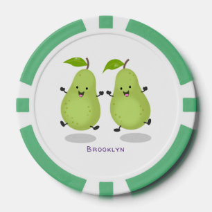 Cute pear pair cartoon illustratie poker chips