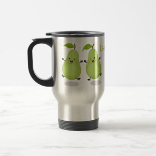 Cute pear pair cartoon illustratie reisbeker