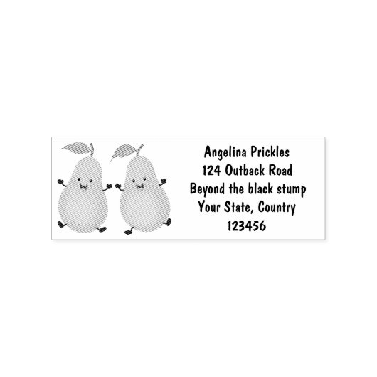 Cute pear pair cartoon illustratie 	rubberstempel (Afrduk)