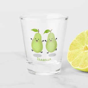 Cute pear pair cartoon illustratie shot glas