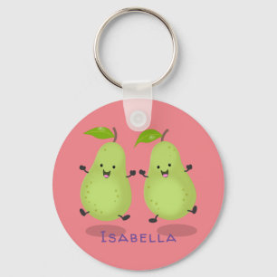 Cute pear pair cartoon illustratie sleutelhanger