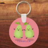 Cute pear pair cartoon illustratie sleutelhanger (Voorkant)