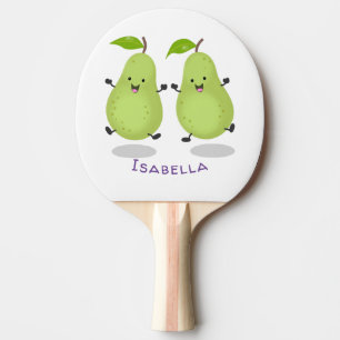 Cute pear pair cartoon illustratie tafeltennisbatje