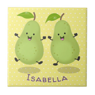 Cute pear pair cartoon illustratie tegeltje
