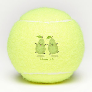 Cute pear pair cartoon illustratie tennisballen