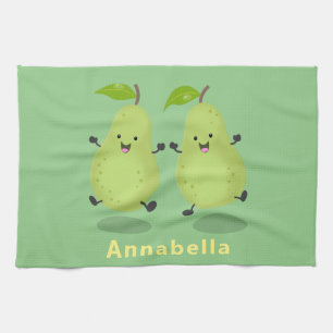 Cute pear pair cartoon illustratie theedoek