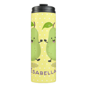 Cute pear pair cartoon illustratie thermosbeker