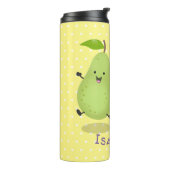 Cute pear pair cartoon illustratie thermosbeker (Gedraaid links)
