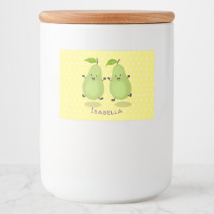 Cute pear pair cartoon illustratie voedselcontainer etiket