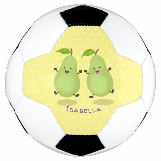 Cute pear pair cartoon illustratie voetbal (Voorkant)