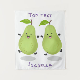 Cute pear pair cartoon illustratie wandkleed
