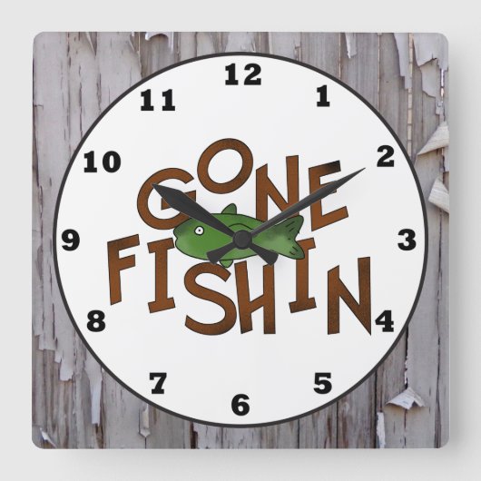 Cute Pêche cabine mot art poisson mur horloge (Recto)
