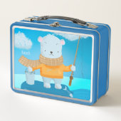 Cute pêche Ours Polaire Kid Metal Lunchbox (Devant)