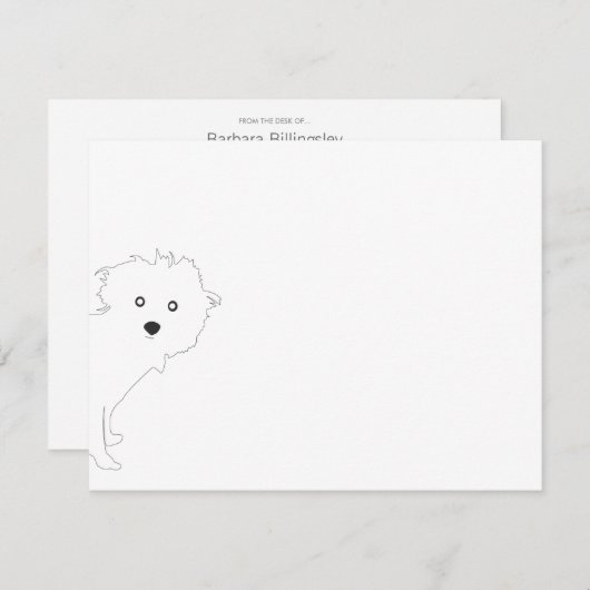 Cute Peeeeup blanc Carte pour notes plat (Devant / Derrière)