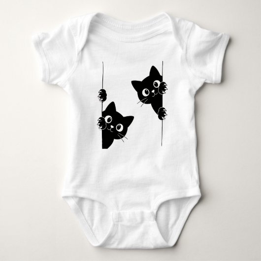 Cute Peekaboo Black Cats T-Shirt (Voorkant)