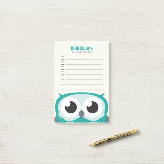 Cute Peekaboo Owl om lijst te doen Post-it® Notes (Op bureau)