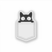 Cute Peeking Black Cat Pocket Sticker (Voorkant)