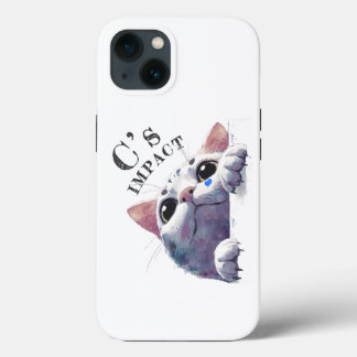 Cute Peeking Cat Acrylic Style - C’s IMPACT Black2 iPhone 13 Hoesje