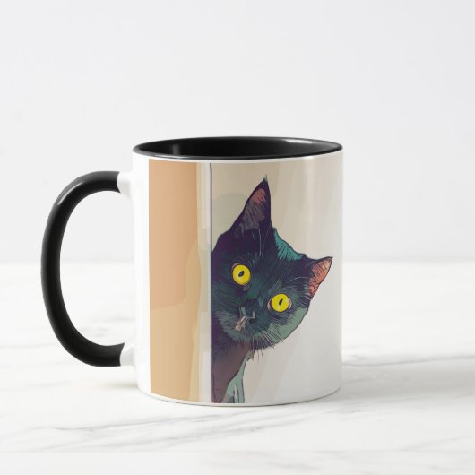 Cute Peeking Cat Design Café Mug (Gauche)