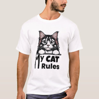 Cute Peeking Cat T-shirt Grappig Kattengeliefhebbe