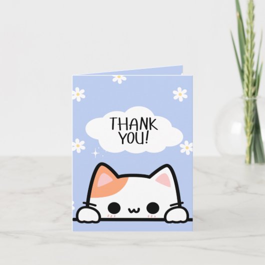 Cute Peeking Chat Carte de remerciements (Devant)