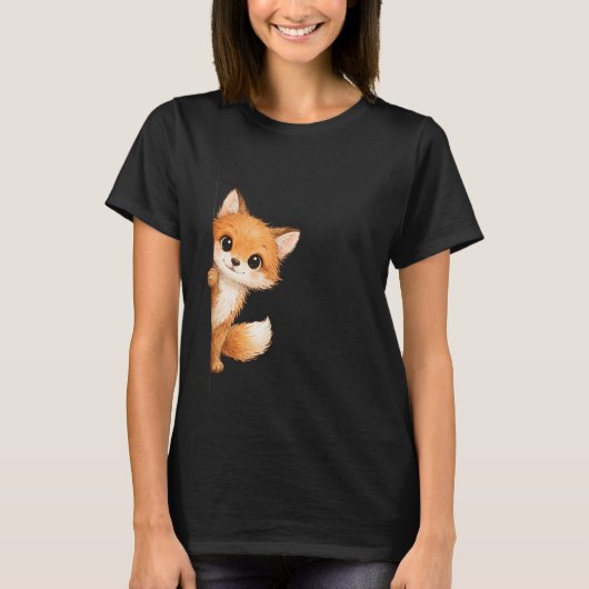 Cute Peeking Fox Graphic Shirt (Voorkant)