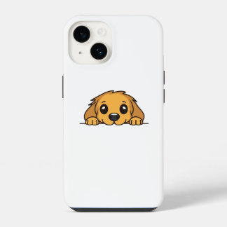 Cute Peeking Golden Retriever Puppy iPhone 14 Case Hoesje