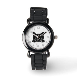 Cute Peking Black Cat Horloge