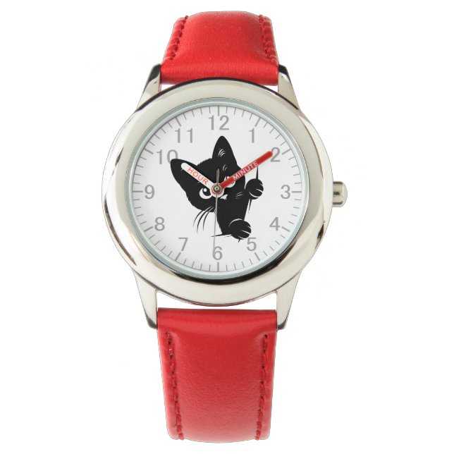 Cute Peking Black Cat Horloge (Voorkant)