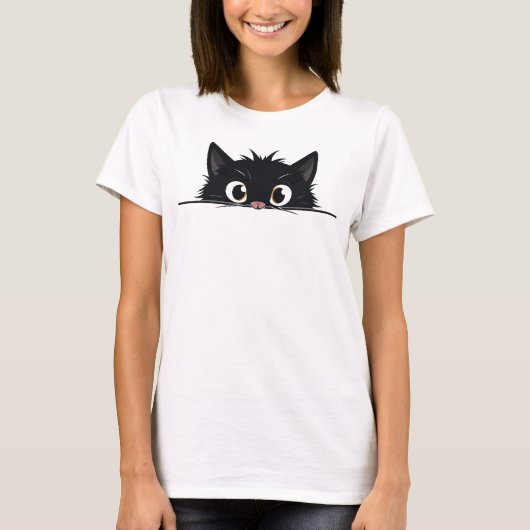 Cute Peking Black Cat T-shirt (Voorkant)