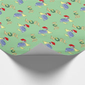 Cute Pelican Santa Noel Cadeaupapier (Hoek)