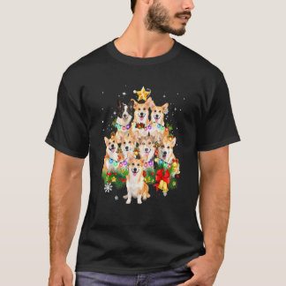 Cute Pembroke Welsh Corgi Kerstmis Hond Boom Licht T-shirt