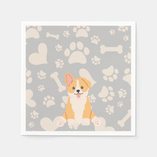 Cute Pembroke Welsh Corgi Servet (Voorkant)