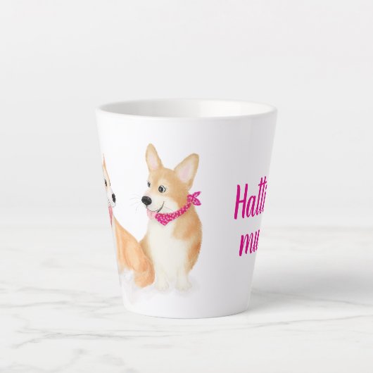 Cute Pembroke Welsh corgis latte mug (Devant)