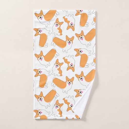 Cute Pembroke Welsh Corgis Pattern Bad Handdoek (Handdoek)