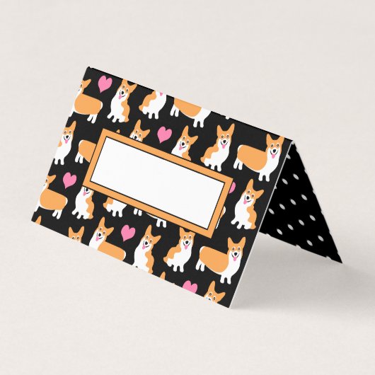 Cute Pembroke Welsh Corgis Table Place Setting Bus Visitekaartjes (Voorkant)