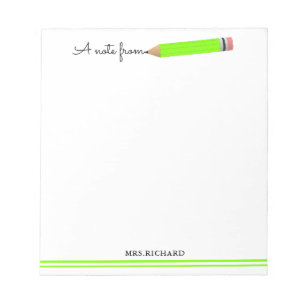Cute Pencil A Note of Teacher Personised Notitieblok