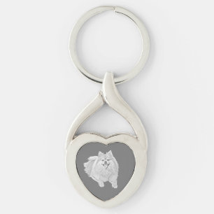 Cute Pencil Pommommeren Hond Sleutelhanger