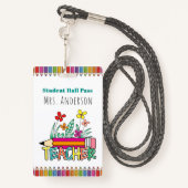 Cute Pencils Student Hall Pass Badge (Achterkant met draagriem)