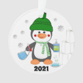 Cute Penguin 2020 Covid-kerstboom Ornament (voorkant)
