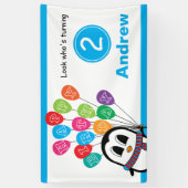 Cute Penguin 3' x 5' Birthday Banner (Verticaal)