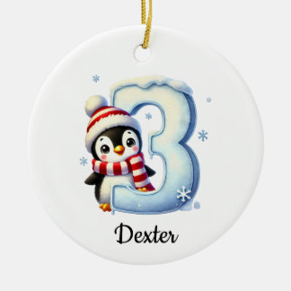 Cute Penguin 3rd Christmas Ornament