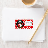 Cute Penguin and Hearts Valentijn Address Label (Insitu)