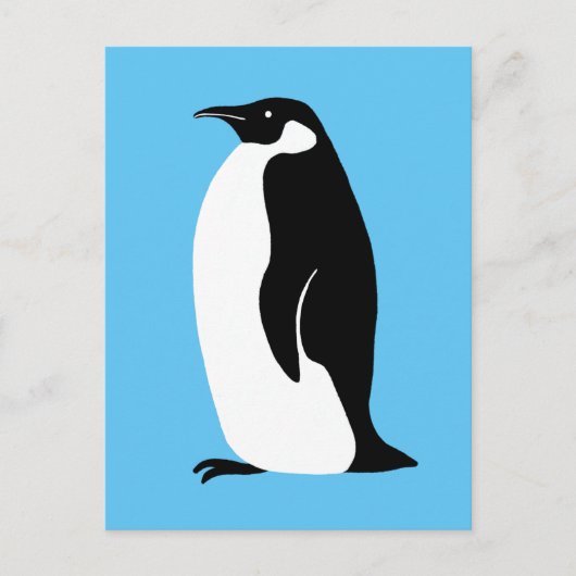 Cute Penguin Aqua Black White Briefkaart (Voorkant)