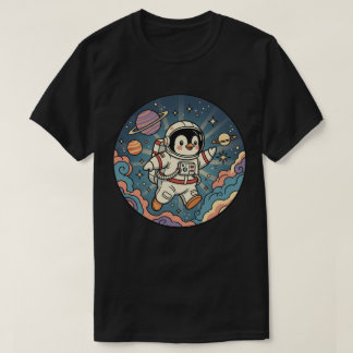 Cute Penguin Astronaut - Retro Cosmic Space Advent T-shirt
