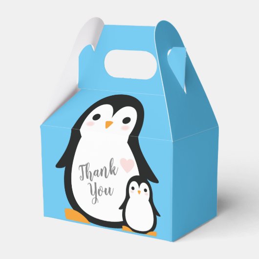 Cute Penguin Baby shower Blue Boy Bedankdoosjes (Voorkant Zijde)