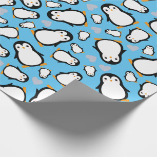 Cute Penguin Baby shower Blue Boy Cadeaupapier