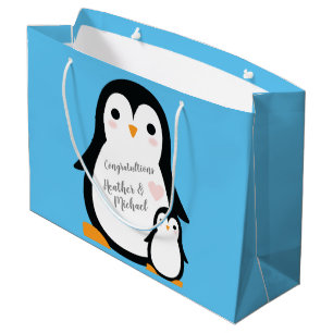 Cute Penguin Baby shower Blue Boy Groot Cadeauzakje